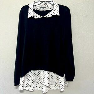 Adrianna Papell‎ women’s blouse size xl black/white polka dots